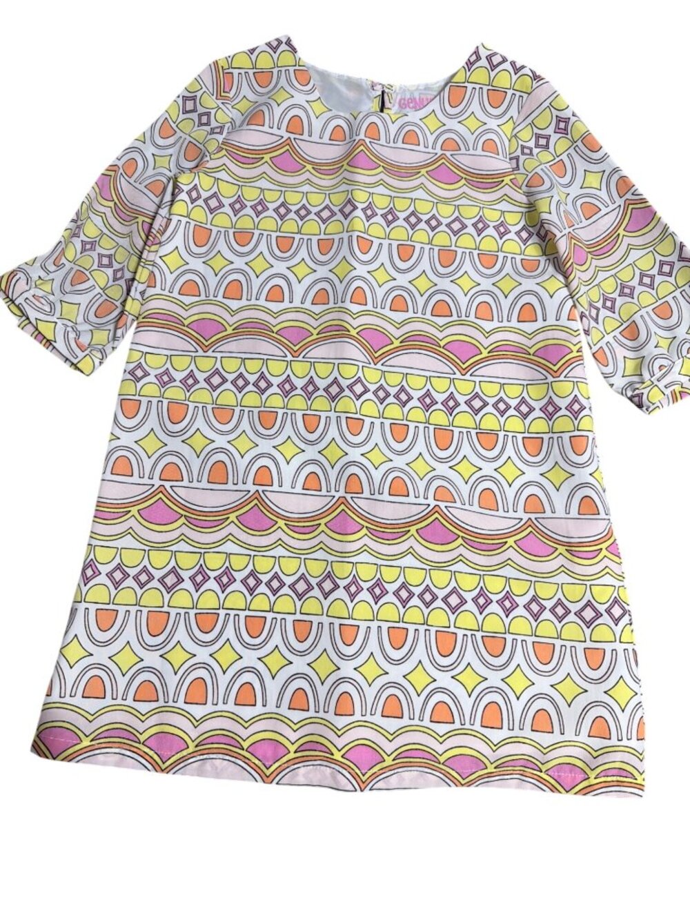 Genuine Kids OshKosh Dress 3/4 Sleeve Multicolor Geometric Print Retro Size 5T